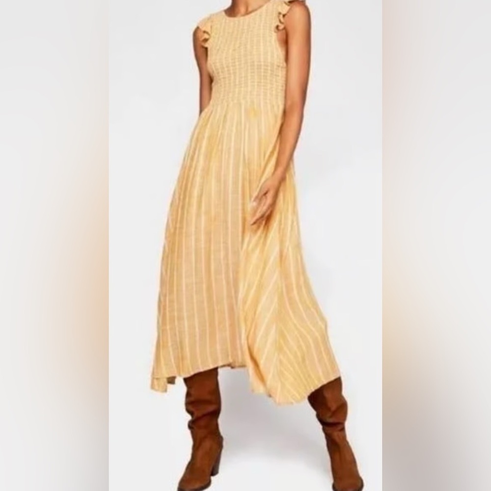 Free People Butterflies Chambray Midi Dress - sz M